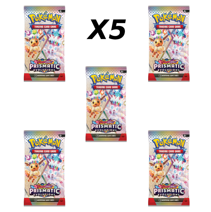 (X5) Pokémon TCG: Scarlet & Violet Prismatic Evolutions Booster Packs