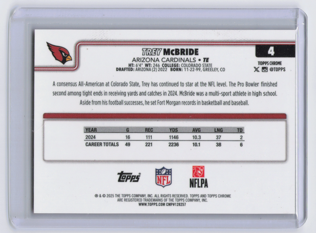 2025 Topps Chrome Trey Mcbride Orange Wave /25