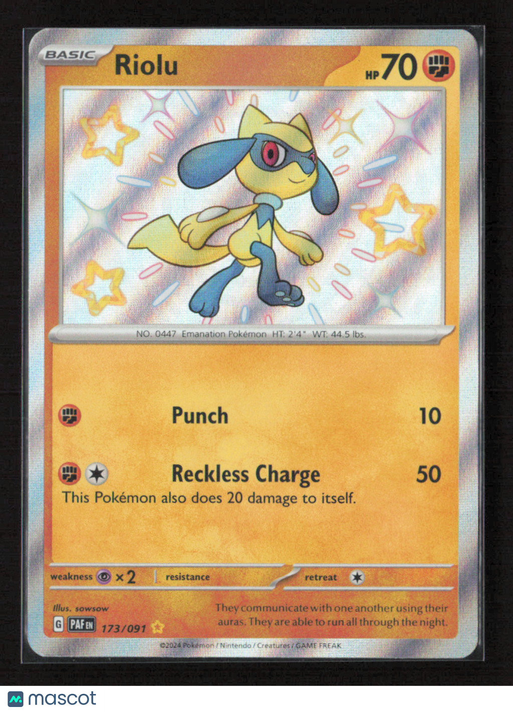 2024 Pokemon Riolu #173/091 Shiny Rare