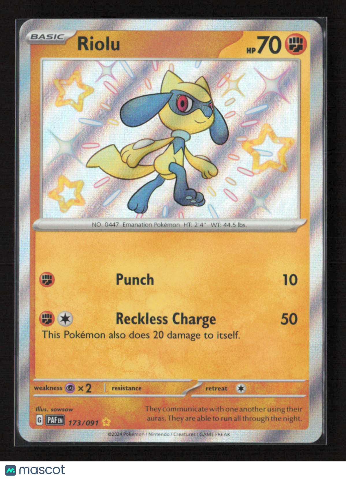 2024 Pokemon Riolu #173/091 Shiny Rare