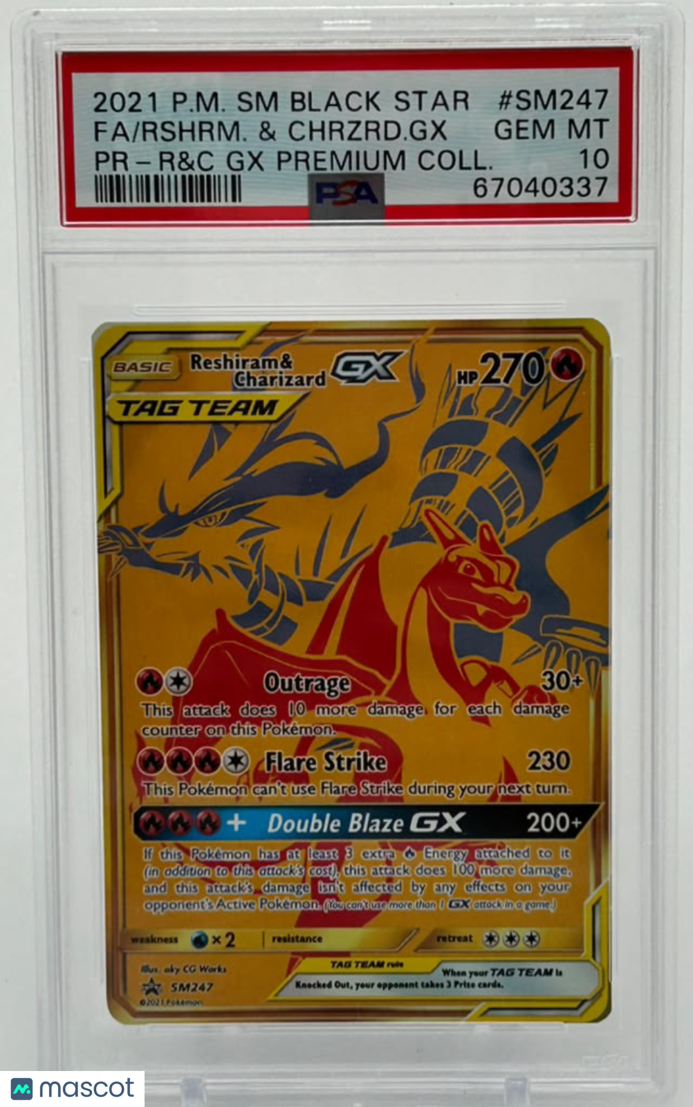 2021 Pokemon SM Black Star Promo Rshrm. & Chrzrd. GX #SM247 PR-R&C GX Premium Coll. Fa PSA 10