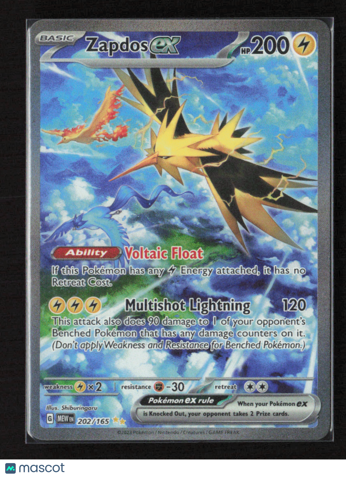2023 Pokemon Zapdos ex - 202/165 #202/165 Special Illustration Rare
