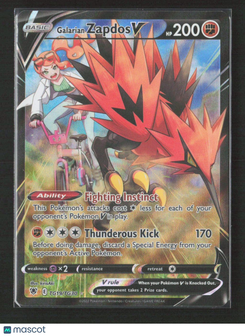 2022 Pokemon Galarian Zapdos V #TG19/TG30 Ultra Rare