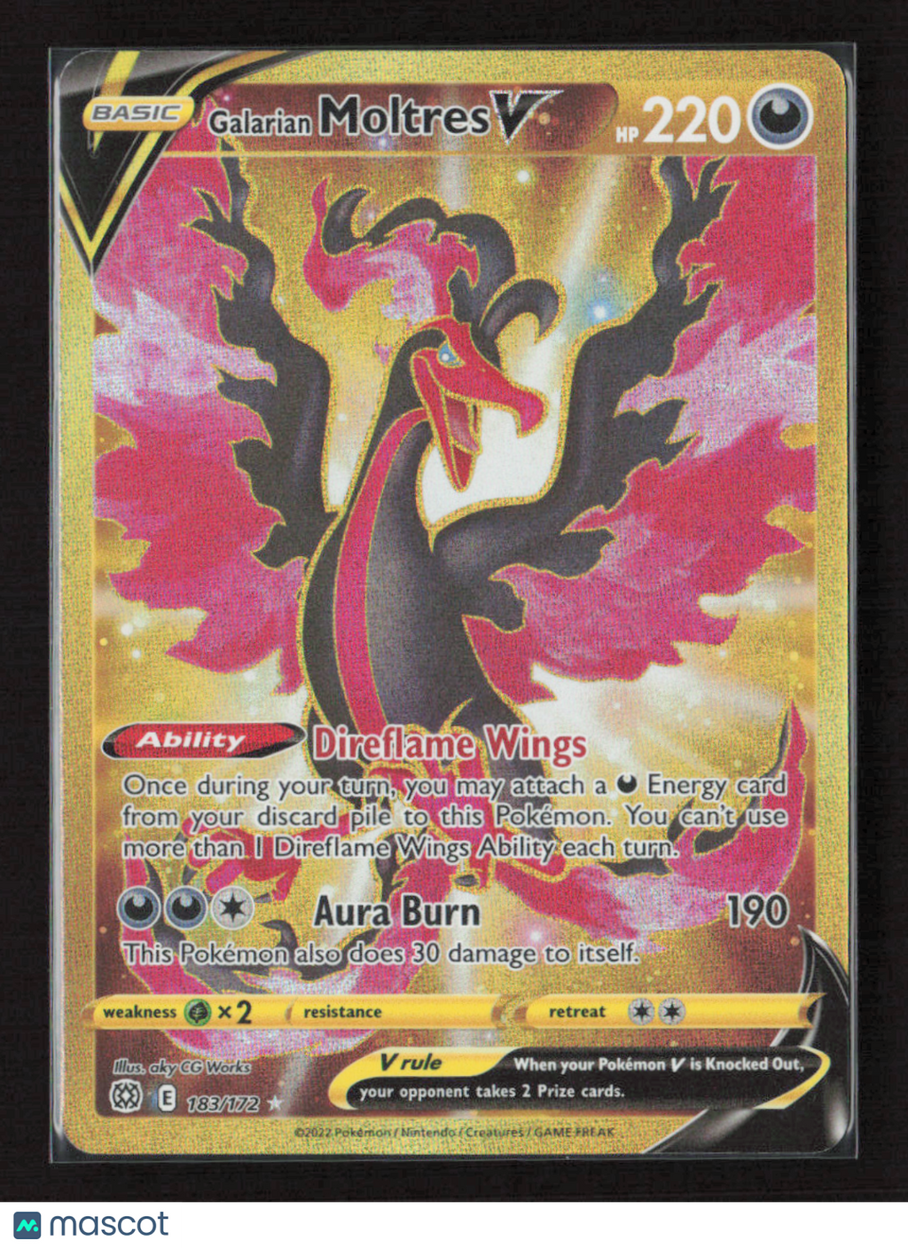 2022 Pokemon Galarian Moltres V (Secret) #183/172 Secret Rare