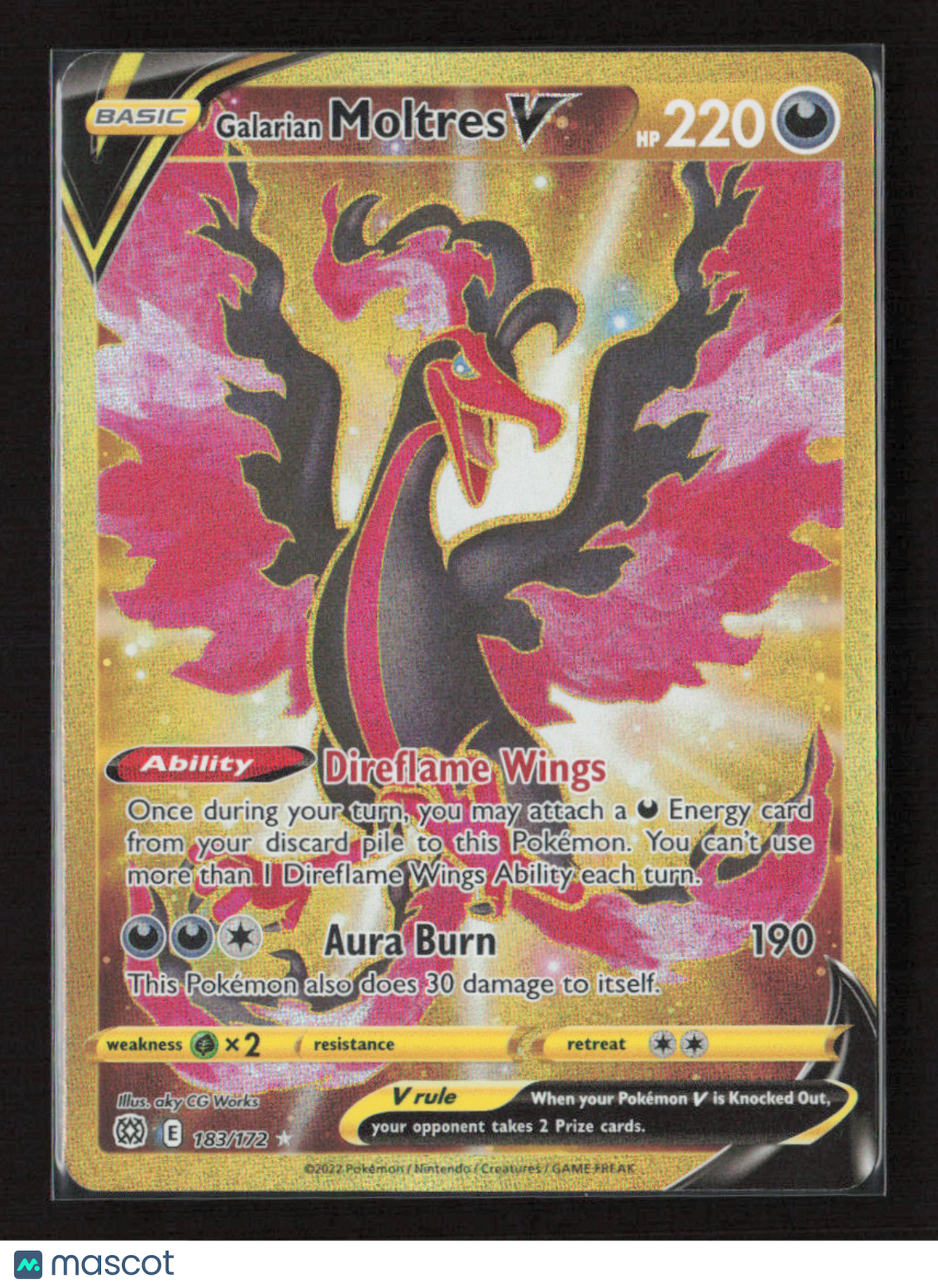 2022 Pokemon Galarian Moltres V (Secret) #183/172 Secret Rare