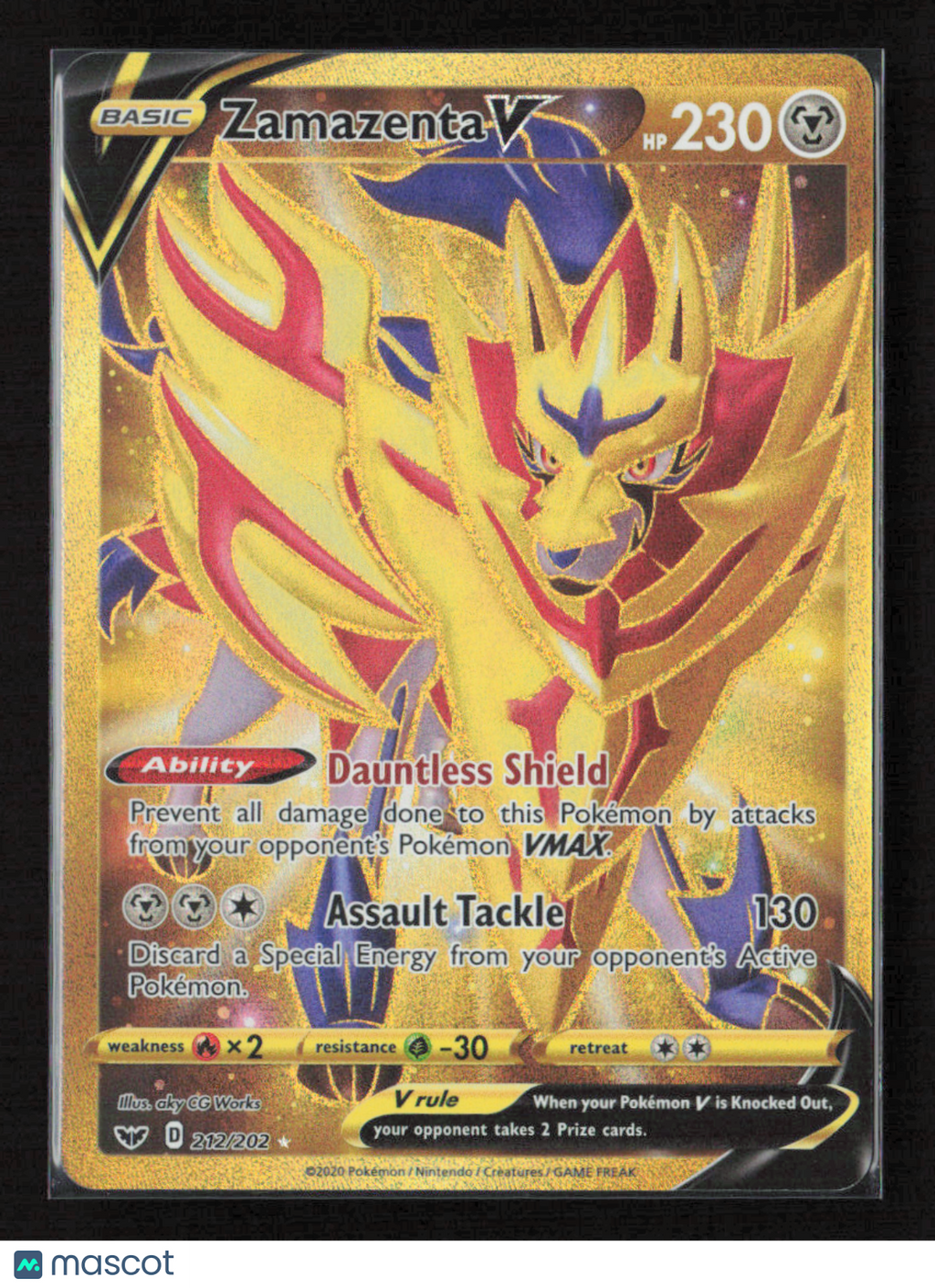 2020 Pokemon Zamazenta V (Secret) #212/202 Secret Rare