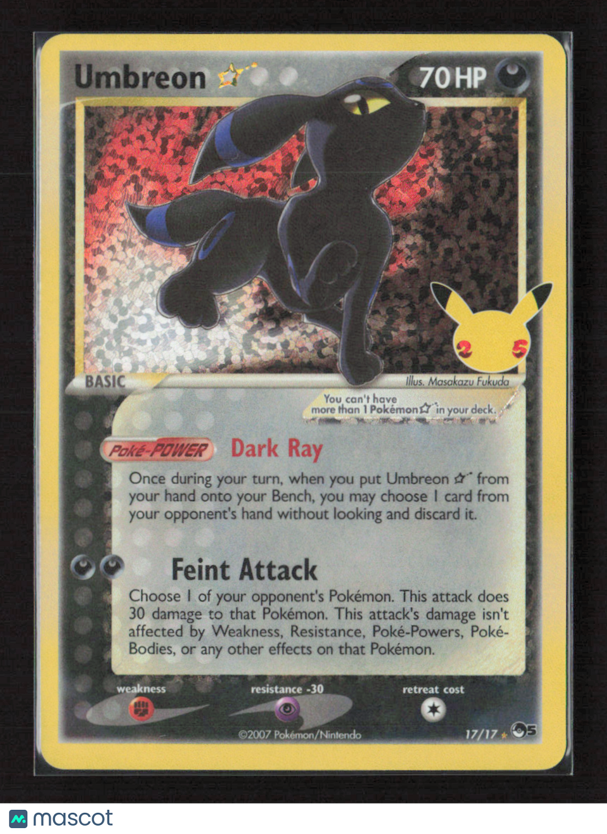 2021 Pokemon Umbreon Star #17/17 Classic Collection