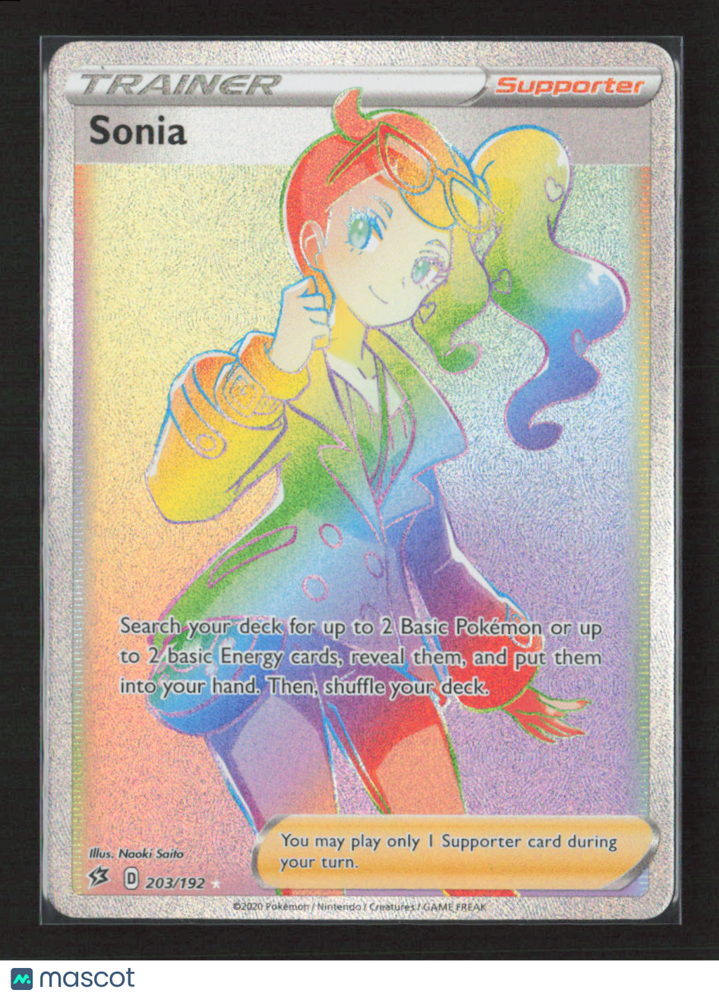 2020 Pokemon Sonia (Secret) #203/192 Secret Rare