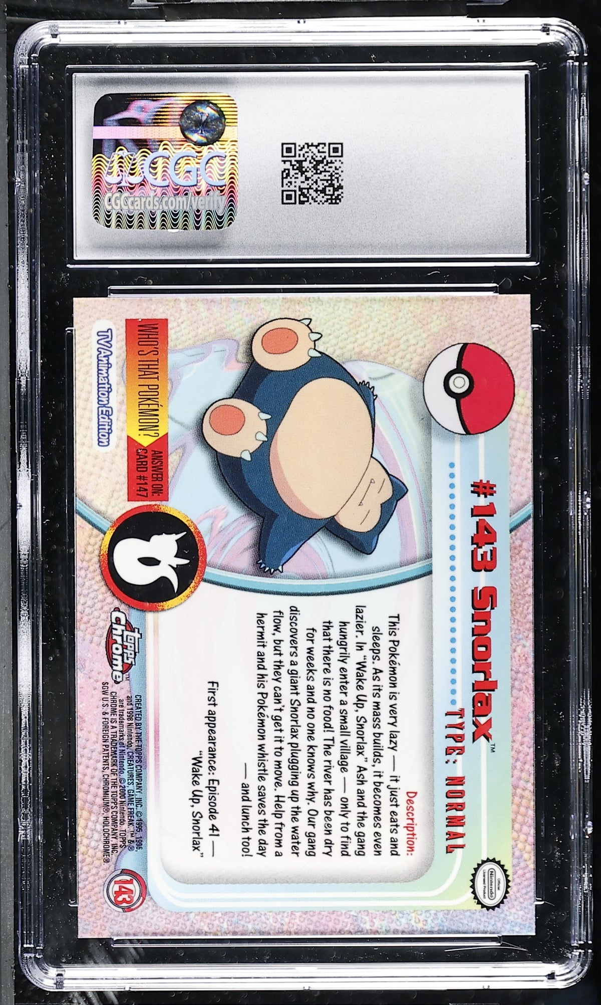 2000 Topps Chrome Series 2 Snorlax #143 Chrome CGC 9
