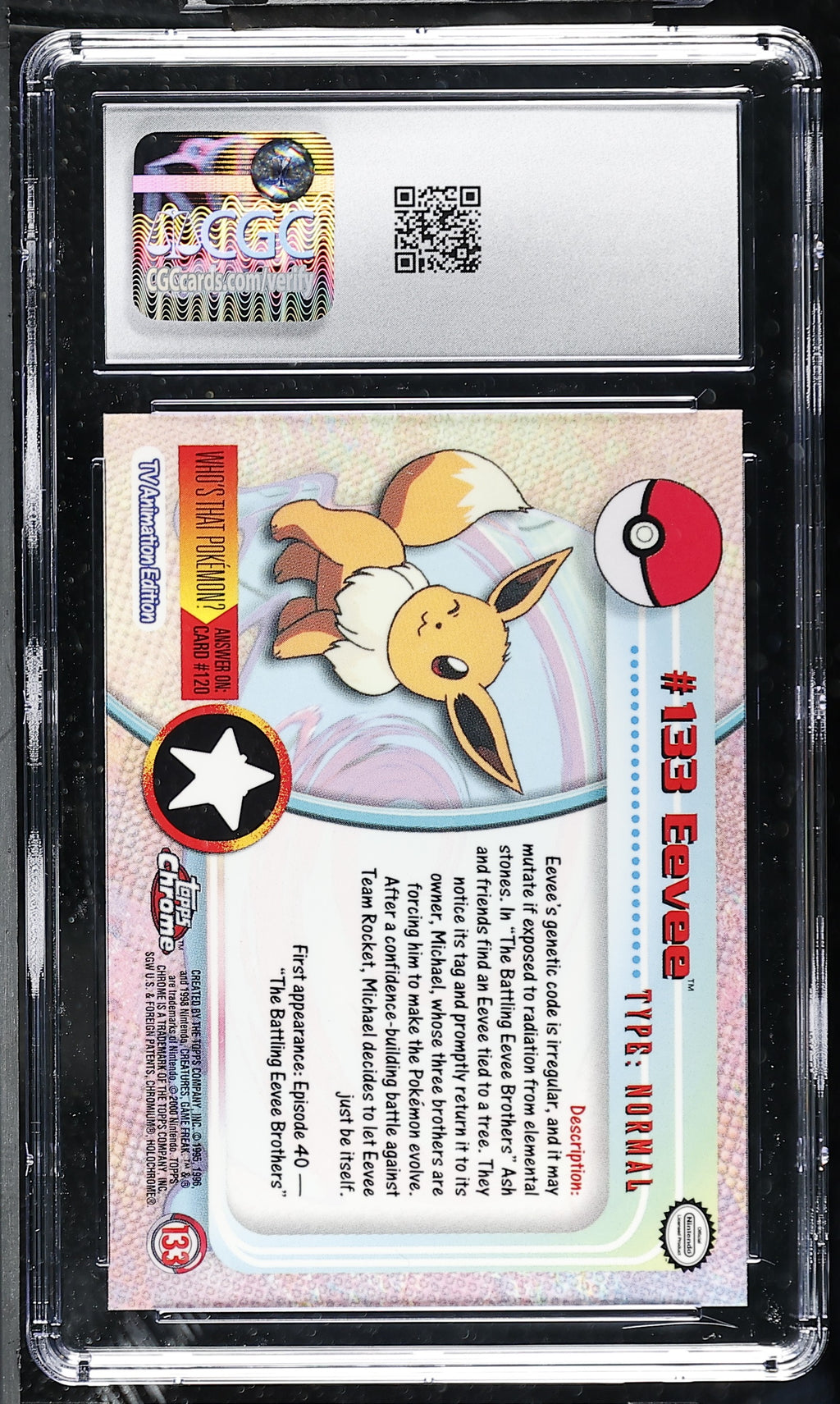 2000 Topps Chrome Series 2 Eevee #133 Chrome CGC 9