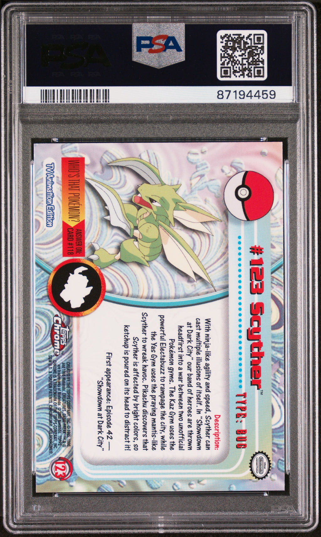 2000 Topps Chrome Pokemon T.V. Scyther #123 PSA 10