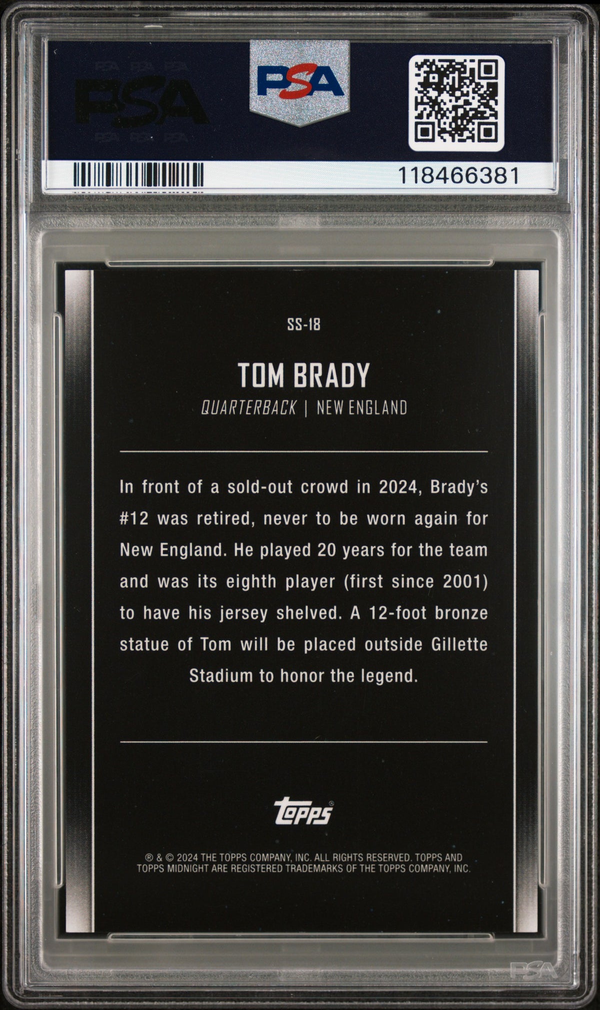 2024 Topps Midnight Star Studded Tom Brady #SS18 Dusk PSA 9