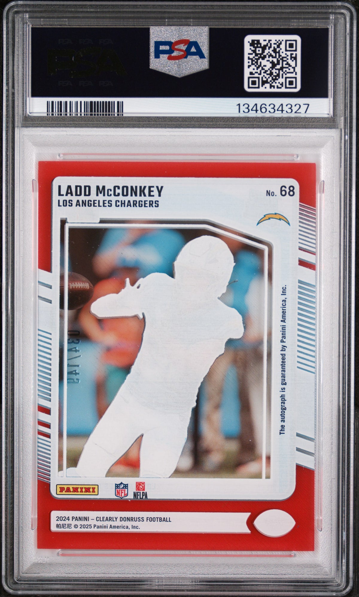 2024 Panini Clearly Donruss Ladd Mcconkey #68 Autograph Red /149 PSA 9
