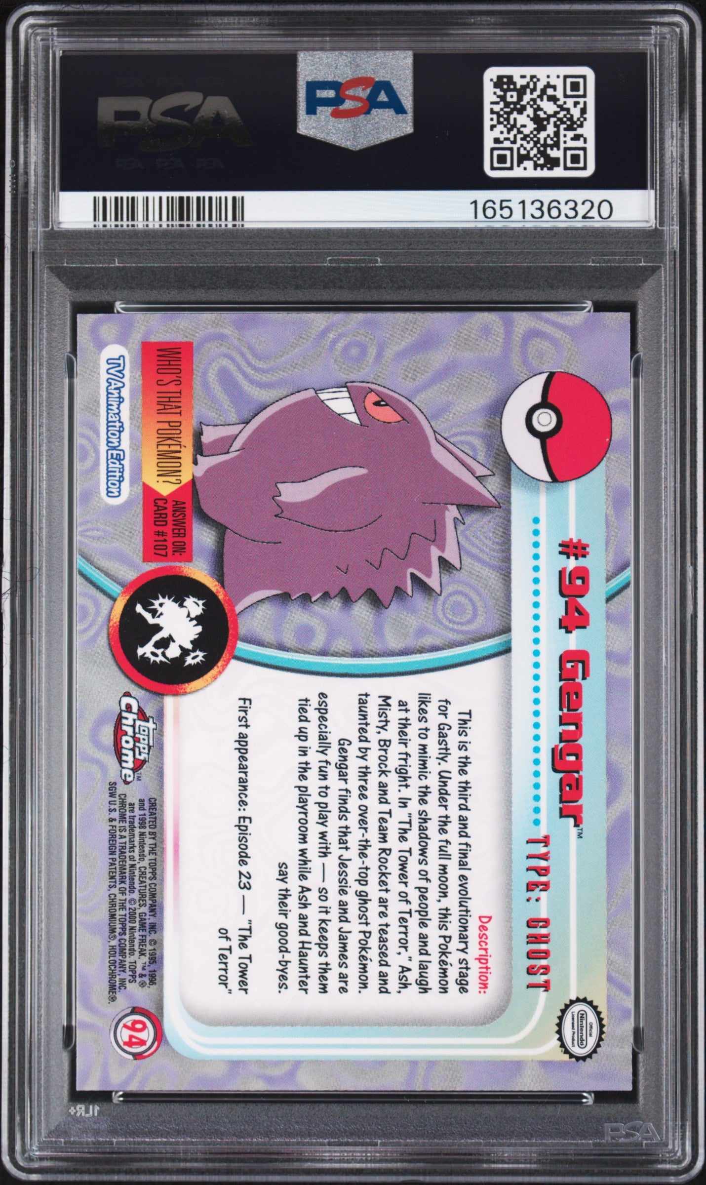 2000 Topps Chrome Pokemon T.V. Gengar #94 PSA 10