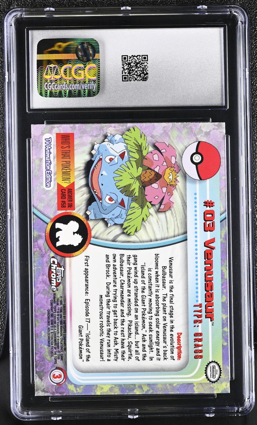 2000 Topps Chrome Series 1 Venusaur #3 Chrome CGC 9