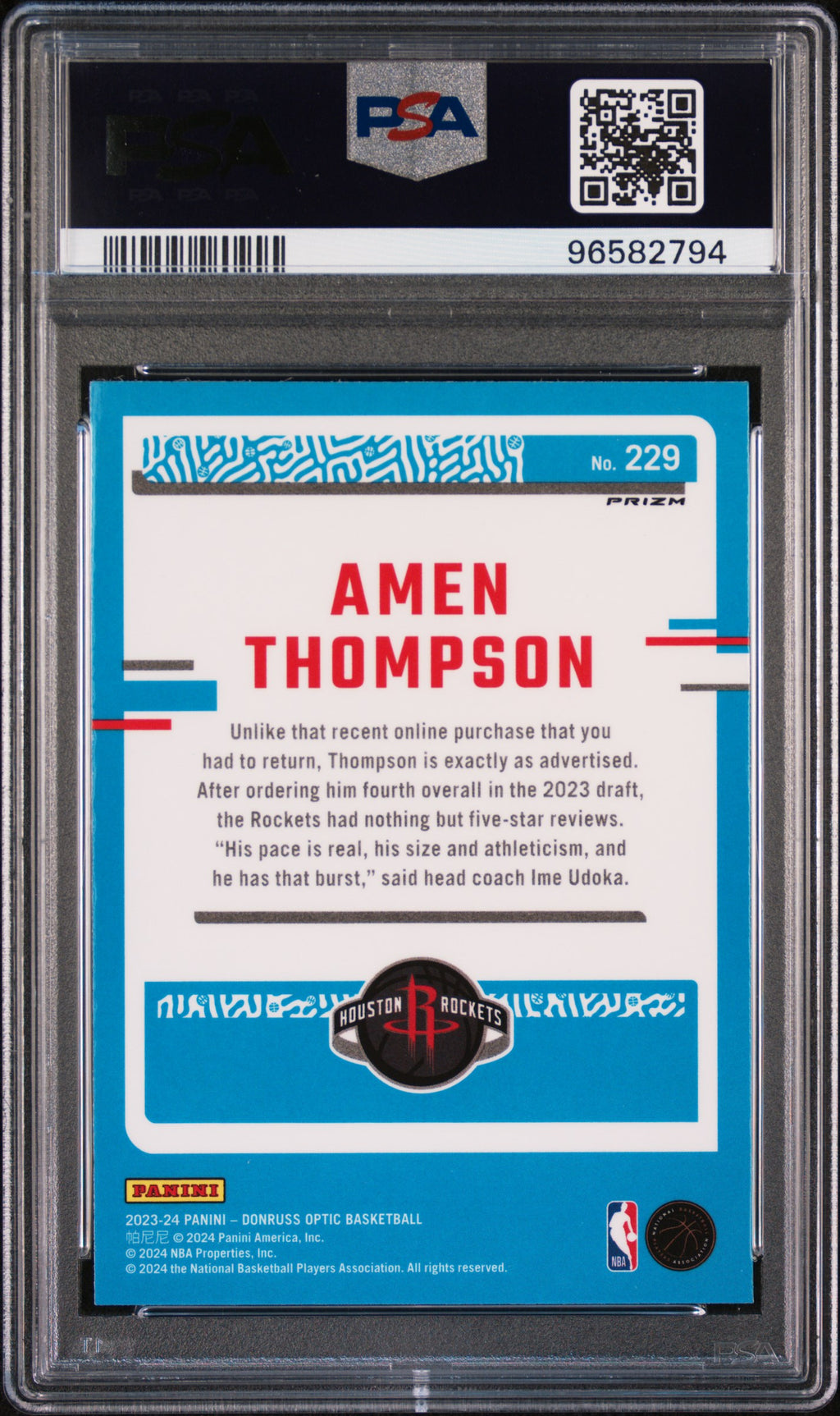 2023 Panini Donruss Optic Amen Thompson #229 Holo PSA 10