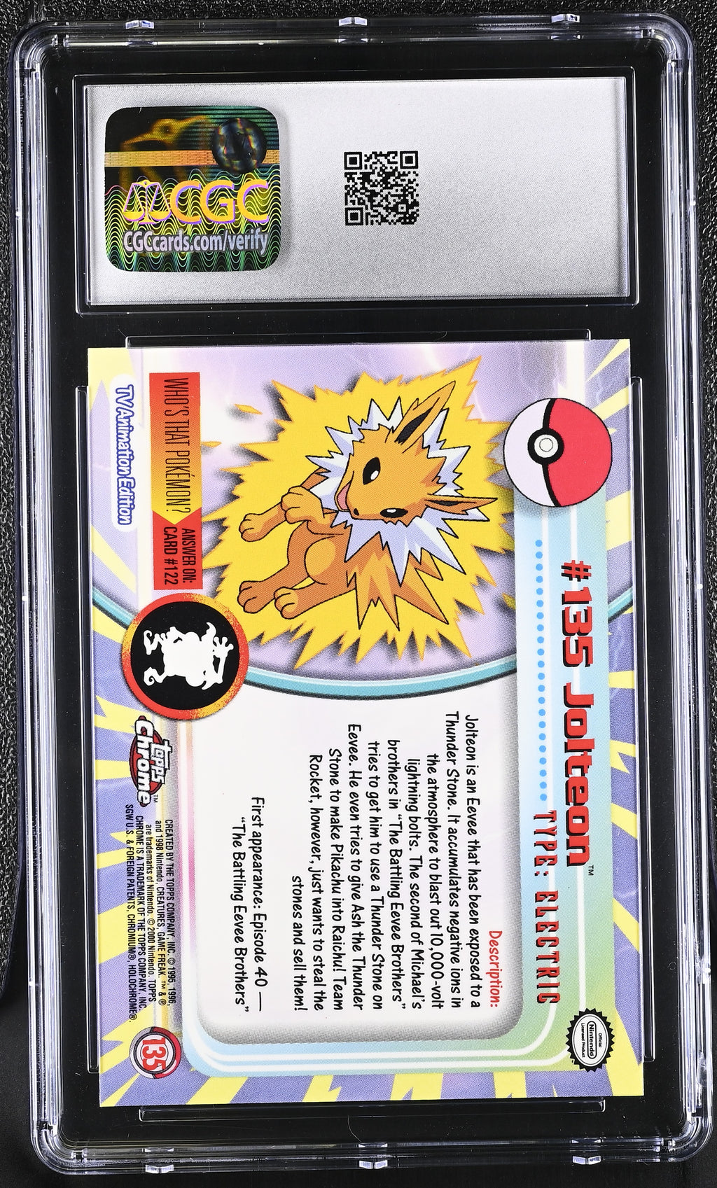 2000 Topps Chrome Series 2 Jolteon #135 Chrome CGC 9