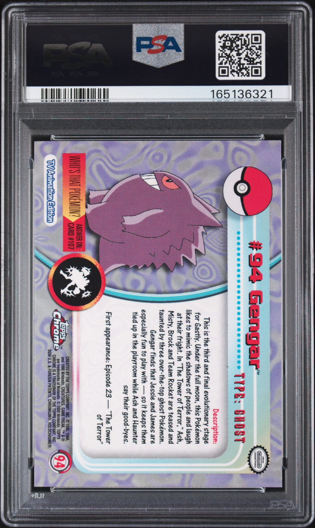 2000 Topps Chrome Pokemon T.V. Gengar #94 PSA 9