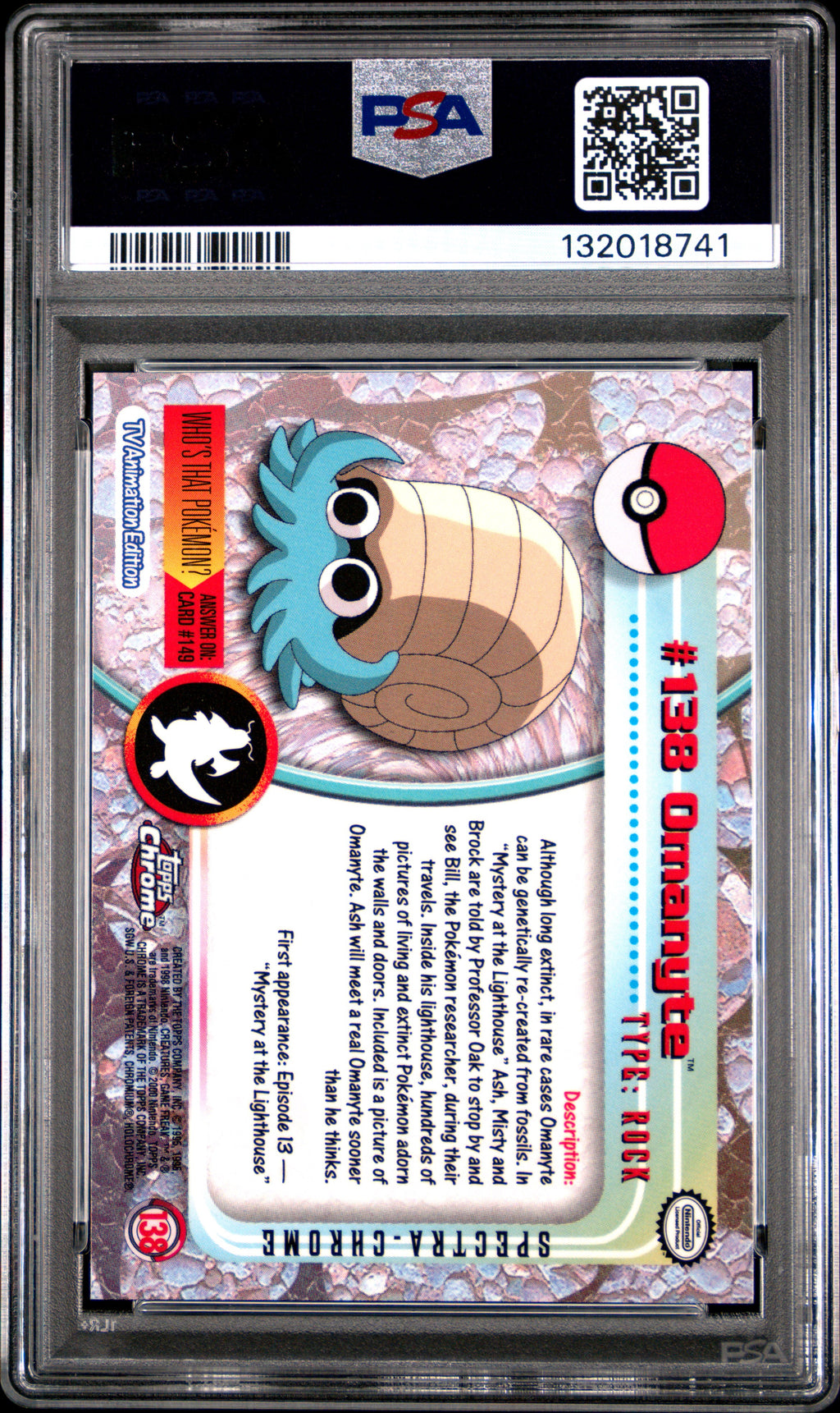 2000 Topps Chrome Pokemon T.V. Omanyte #138 PSA 10