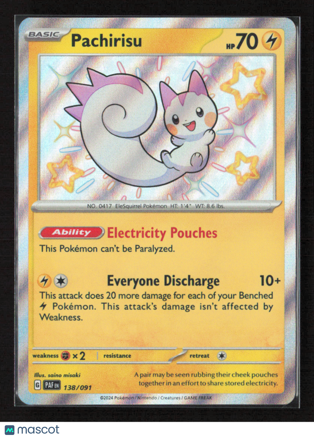 2024 Pokemon Pachirisu #138/091 Shiny Rare