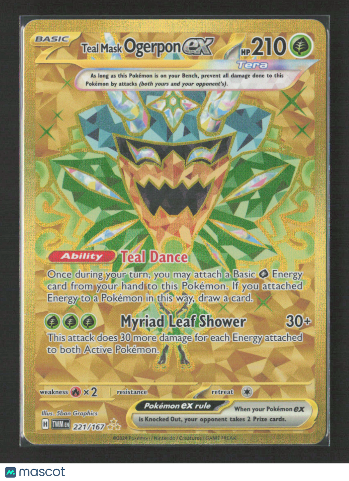 2024 Pokemon Teal Mask Ogerpon ex - 221/167 #221/167 Hyper Rare