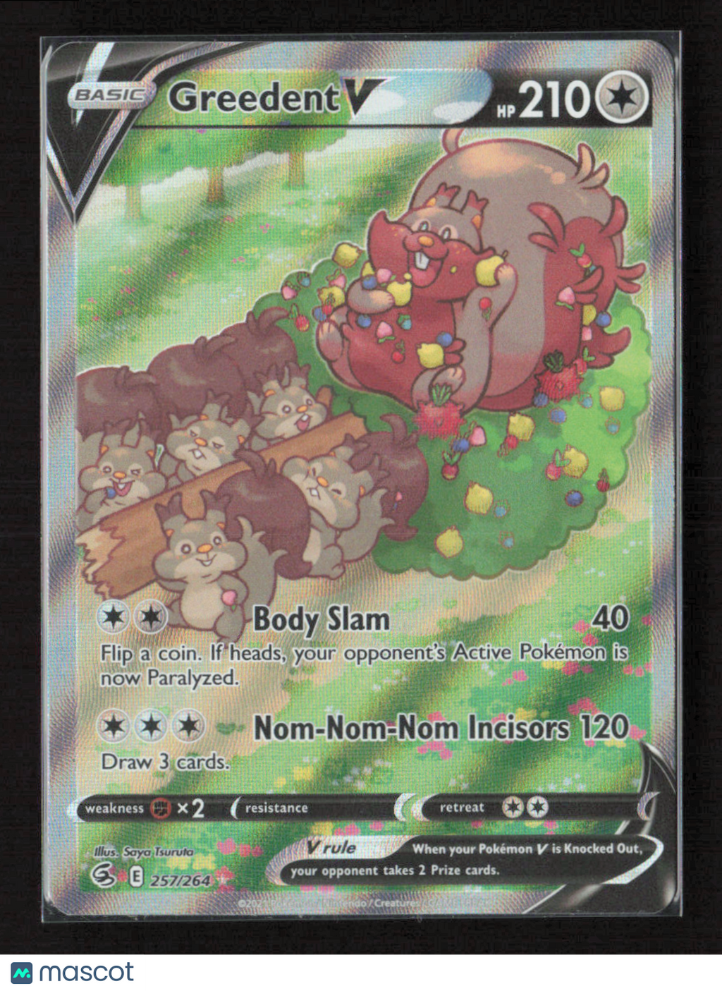 2021 Pokemon Greedent V (Alternate Full Art) #257/264 Ultra Rare