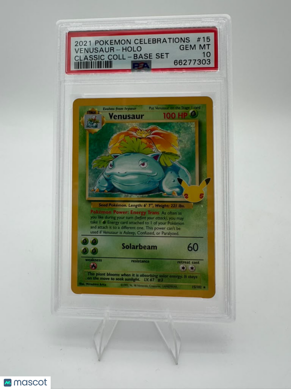 2021 Pokemon Celebrations Classic Collection Venusaur #15 Classic Coll-Base Set PSA 10