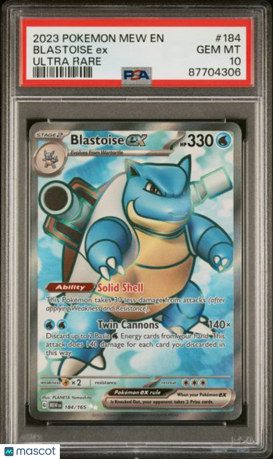 2023 Pokemon Mew EN-151 Blastoise EX #184 Ultra Rare PSA 10