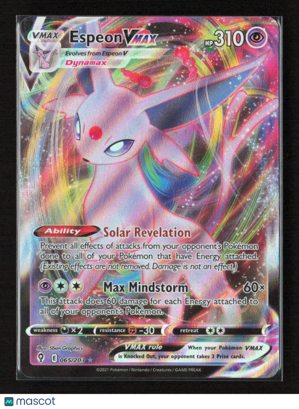 2021 Pokemon Espeon VMAX #065/203 Ultra Rare
