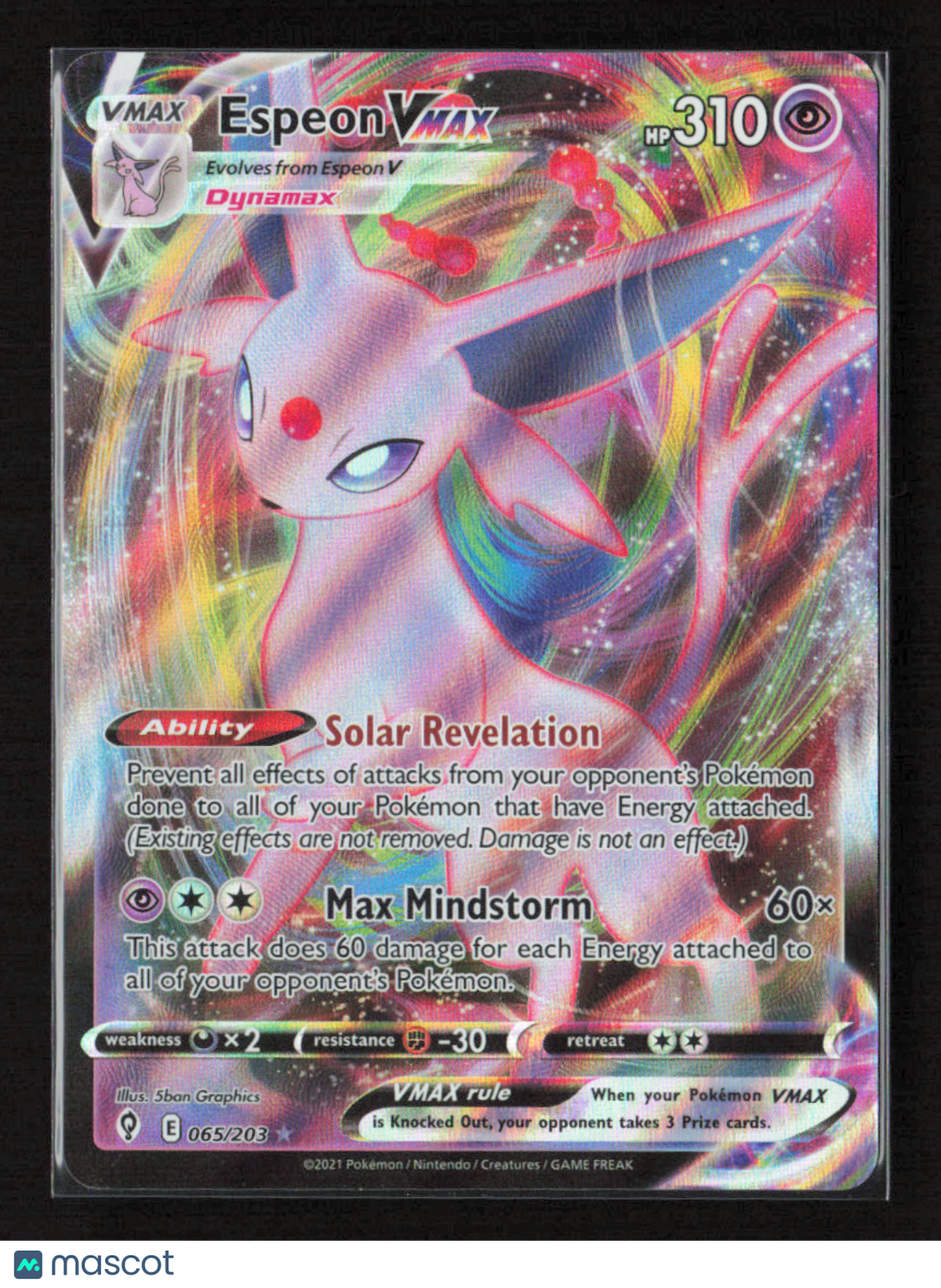 2021 Pokemon Espeon VMAX #065/203 Ultra Rare