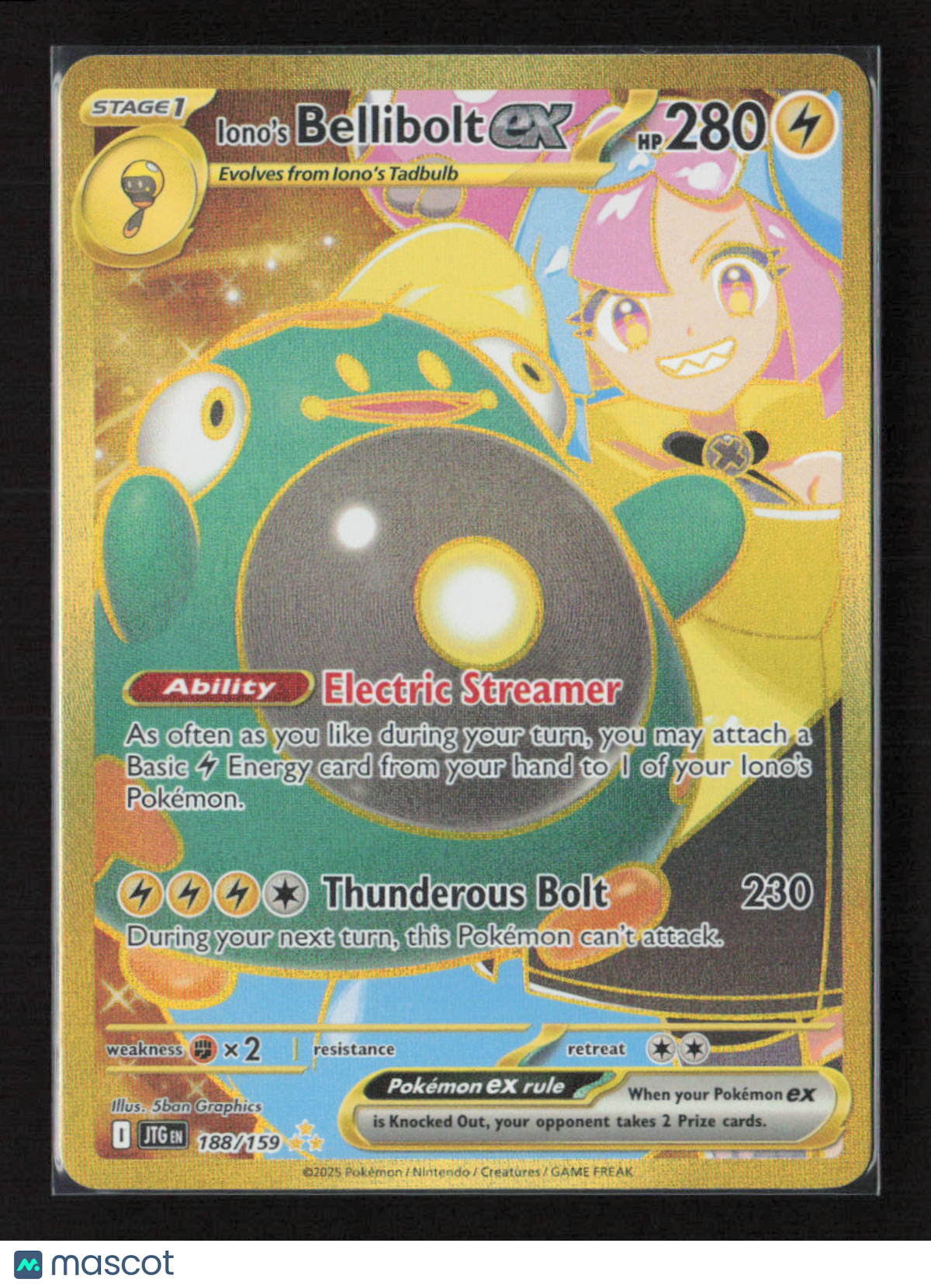 2025 Pokemon Iono's Bellibolt ex - 188/159 #188/159 Hyper Rare