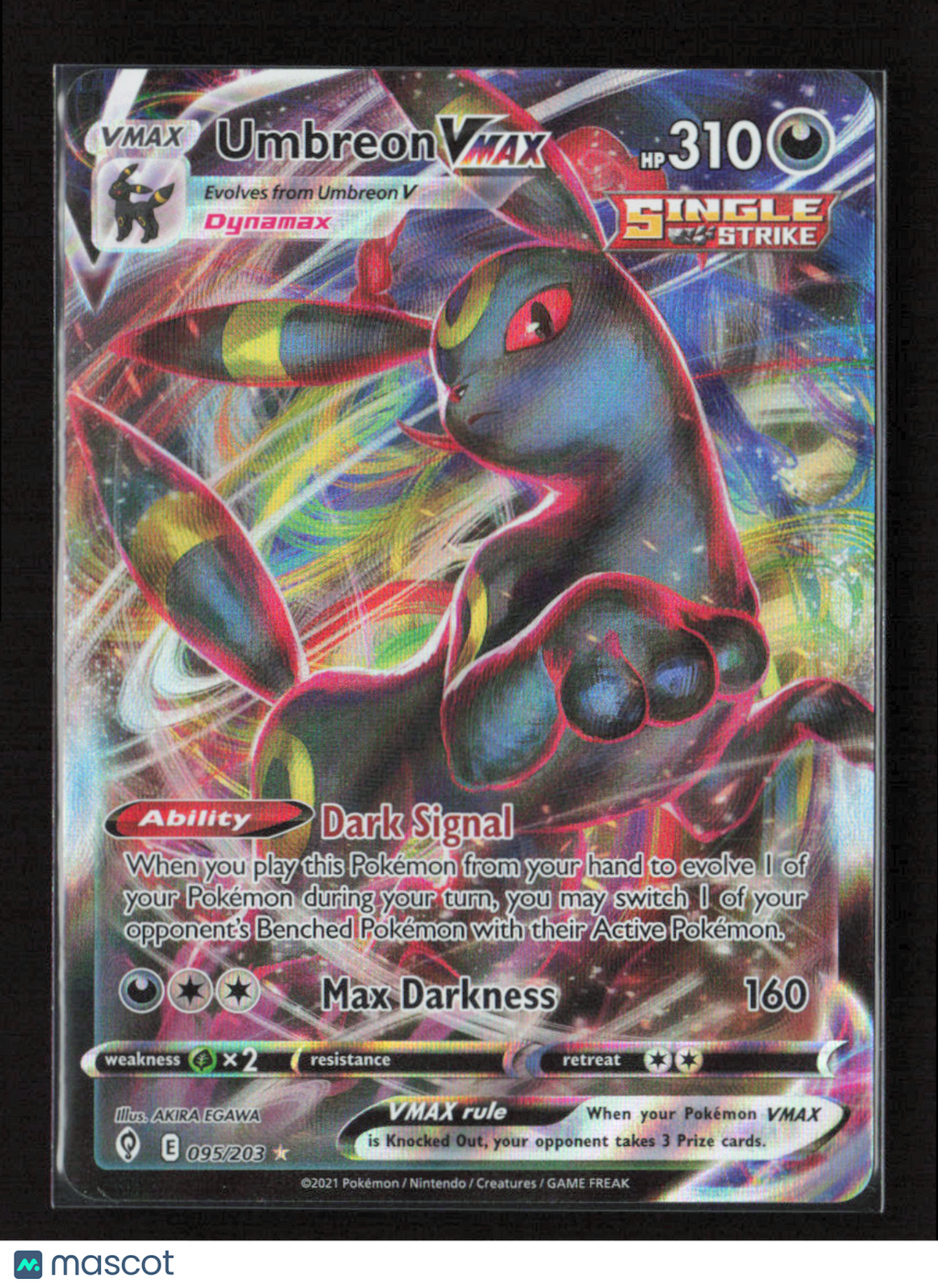 2021 Pokemon Umbreon VMAX #095/203 Ultra Rare