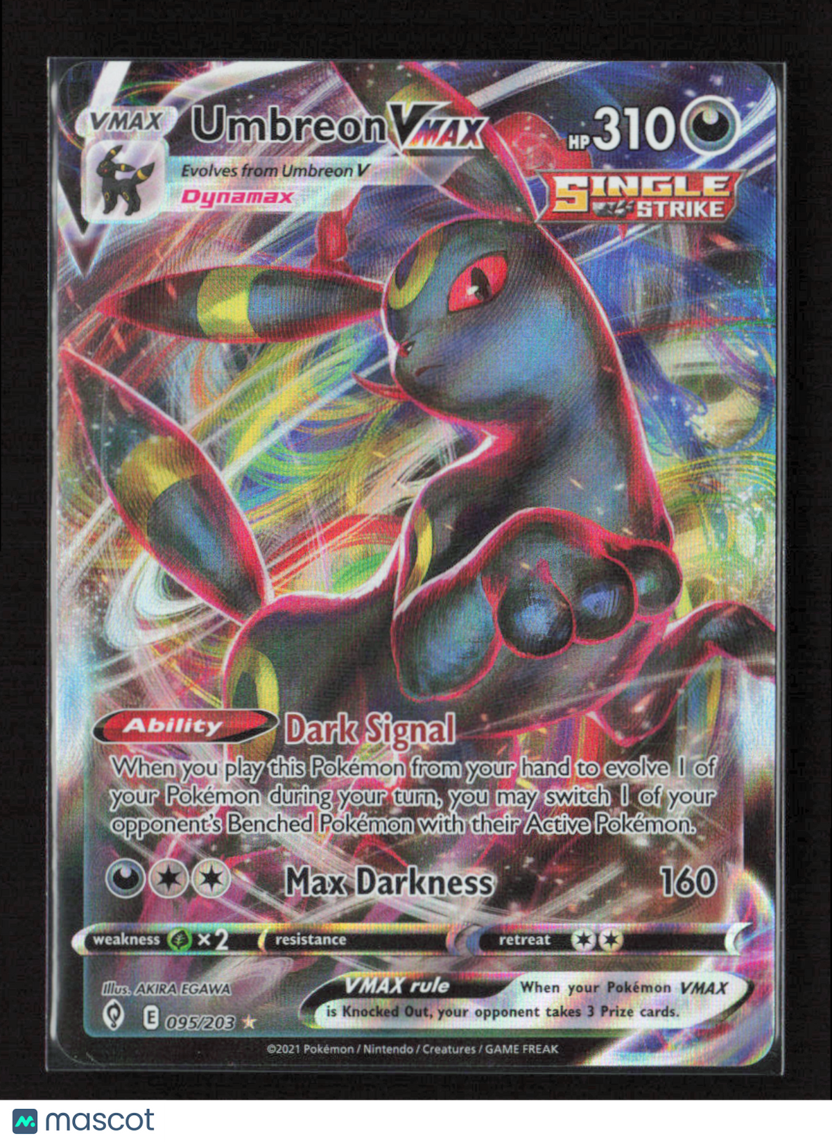 2021 Pokemon Umbreon VMAX #095/203 Ultra Rare