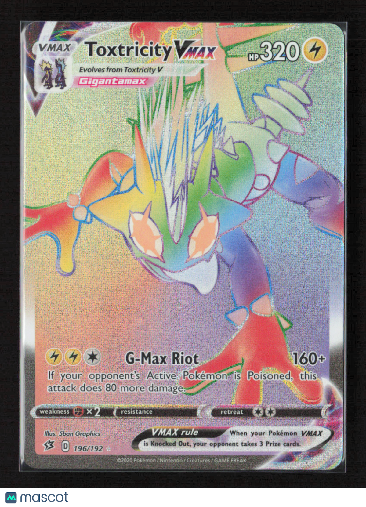2020 Pokemon Toxtricity VMAX (Secret) #196/192 Secret Rare