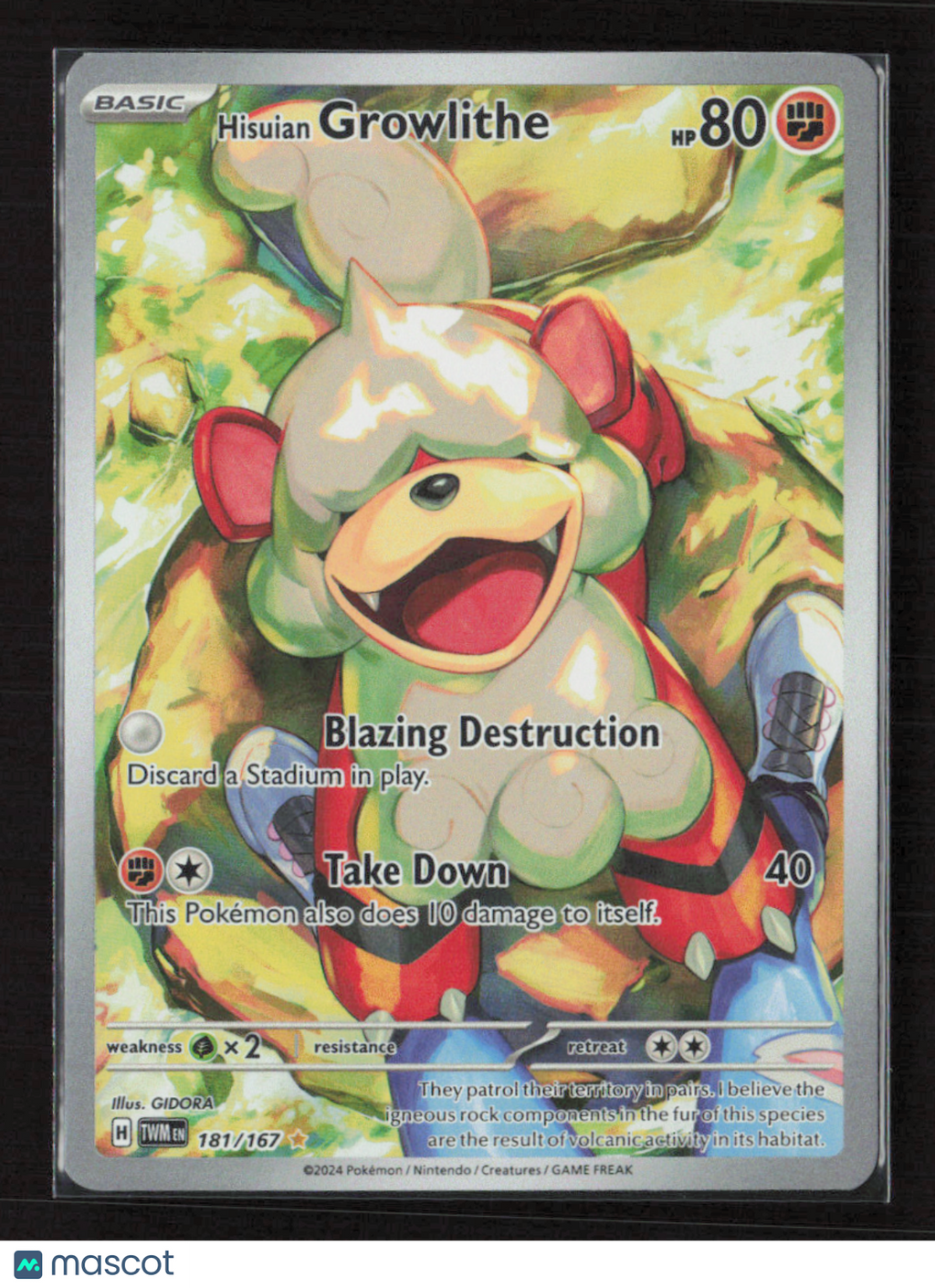 2024 Pokemon Hisuian Growlithe - 181/167 #181/167 Illustration Rare