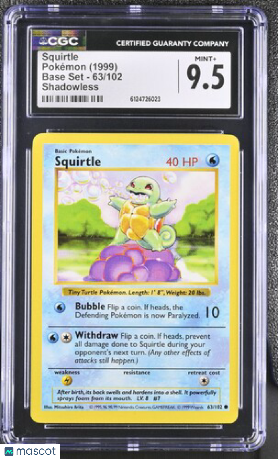 1999 Pokemon Squirtle #63/102 CGC 9.5