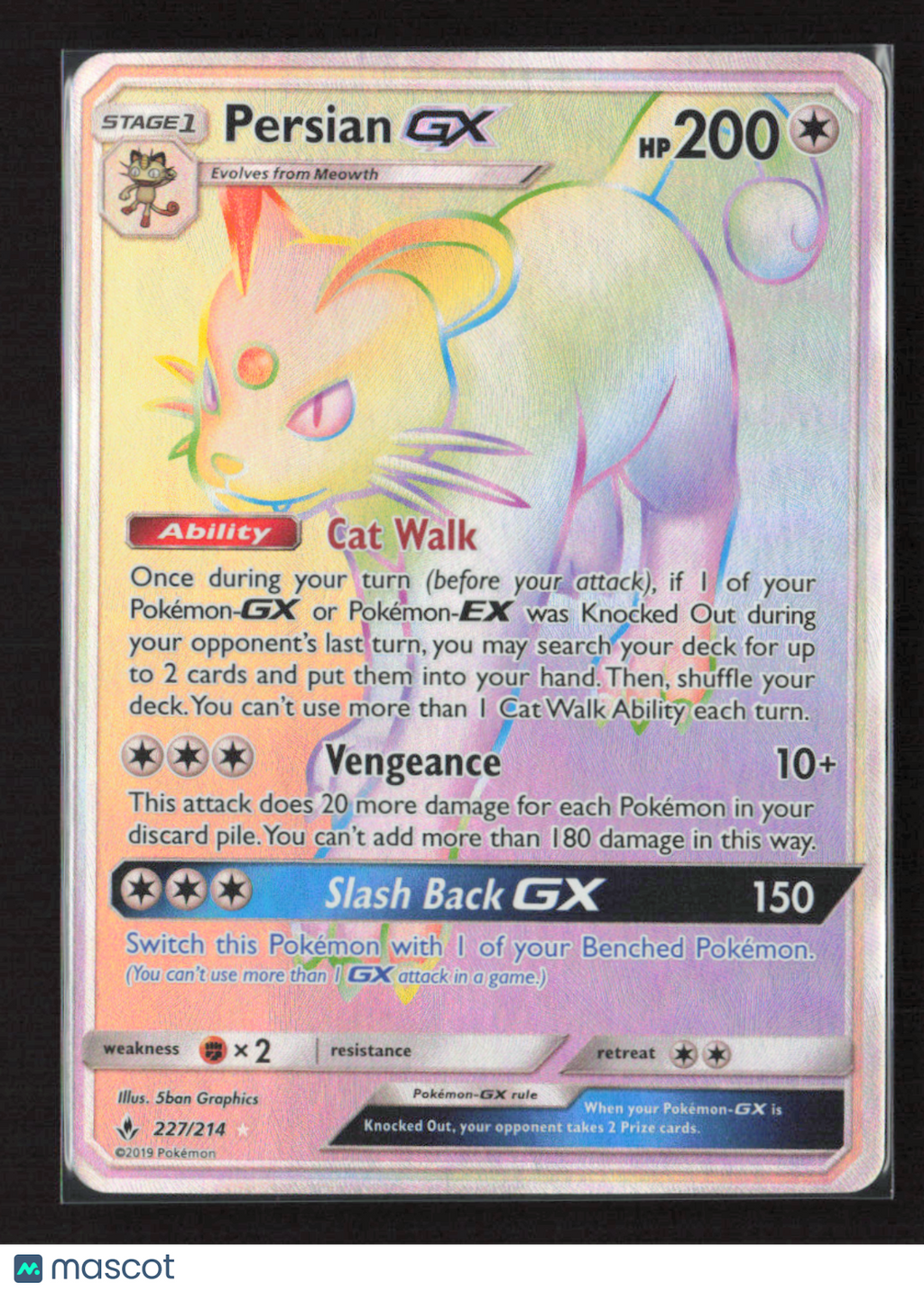 2019 Pokemon Persian GX (Secret) #227/214 Secret Rare