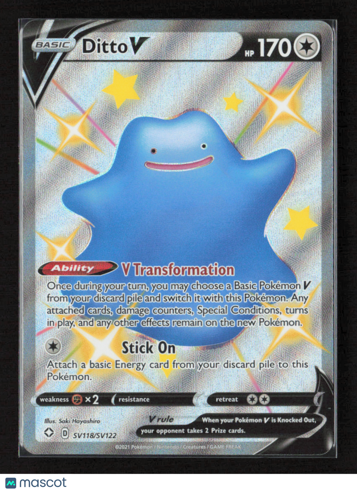 2021 Pokemon Ditto V #SV118/SV122 Shiny Holo Rare