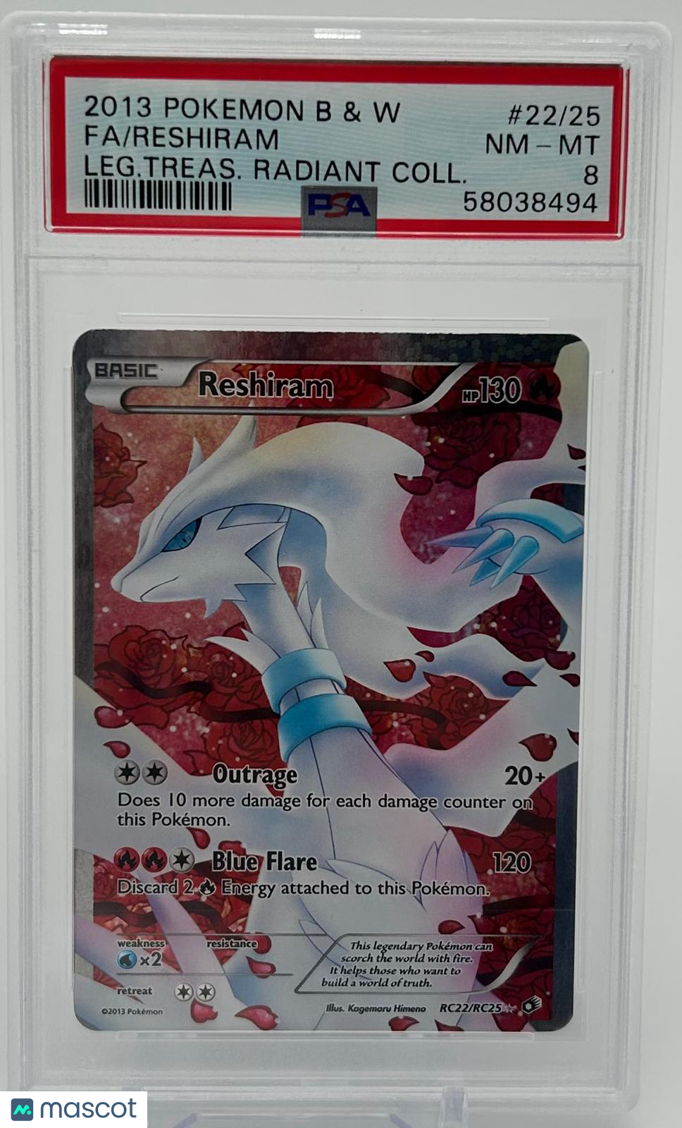 2013 Pokemon Black & White Legendary Treasures Radiant Collection Reshiram #RC22 Fa Leg.Treas. Radiant Coll. PSA 8