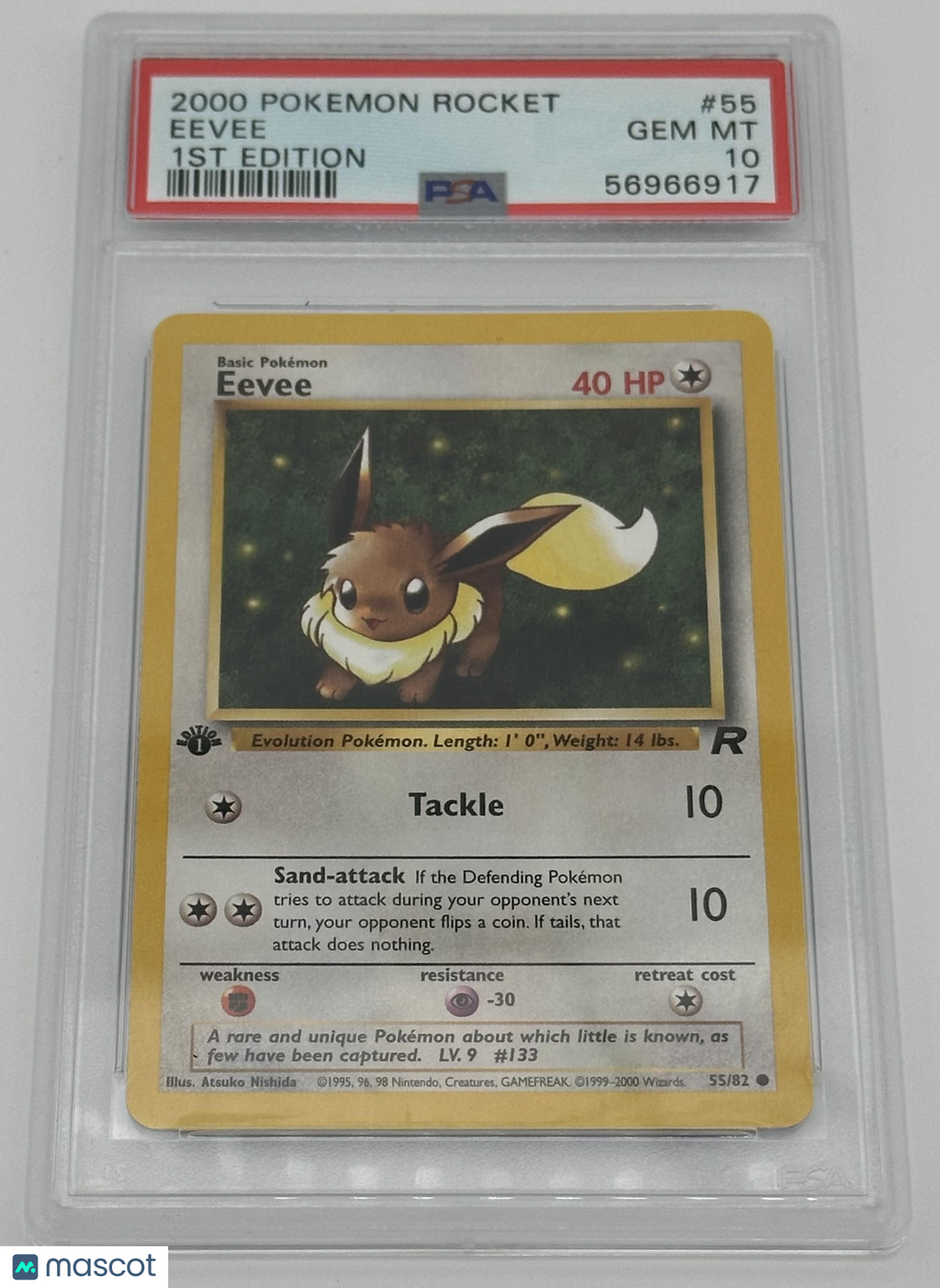 2000 Pokemon Rocket Eevee #55 1st Edition PSA 10