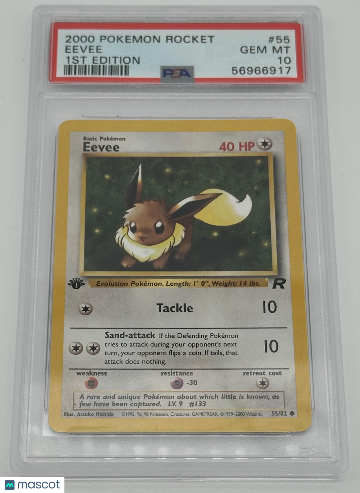 2000 Pokemon Rocket Eevee #55 1st Edition PSA 10