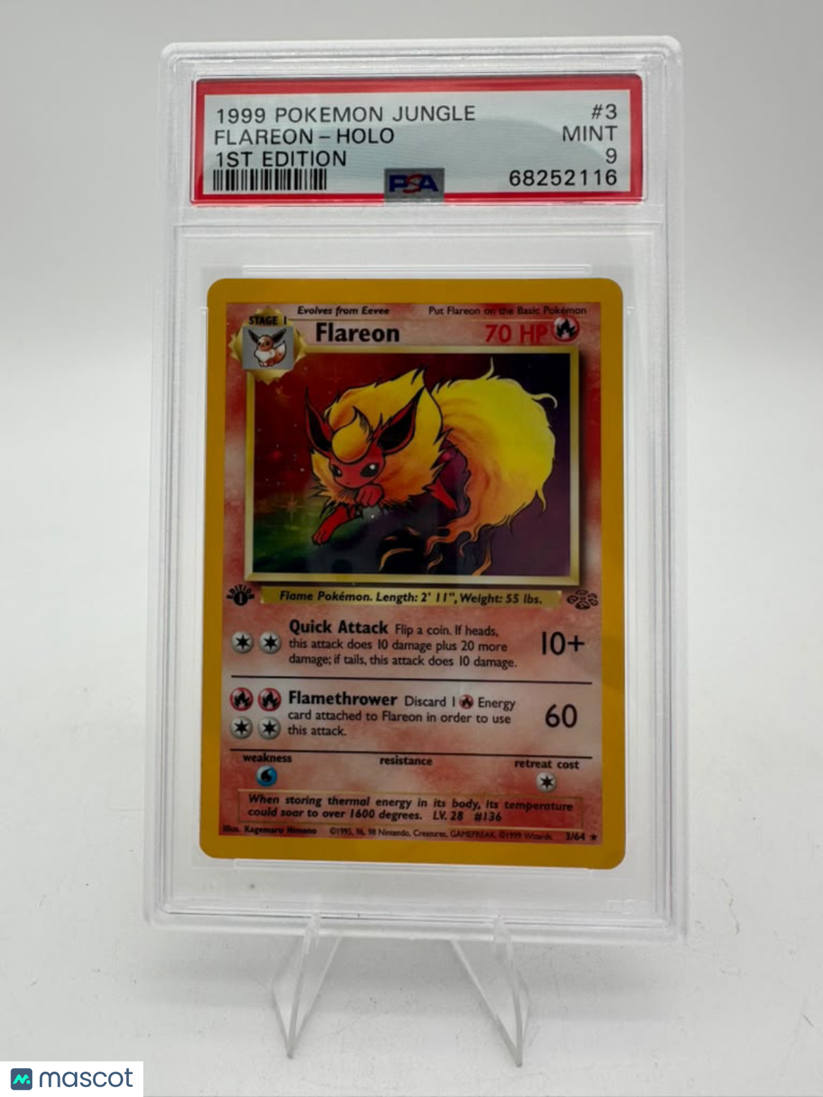 1999 Pokemon Jungle Flareon #3 1st Edition PSA 9