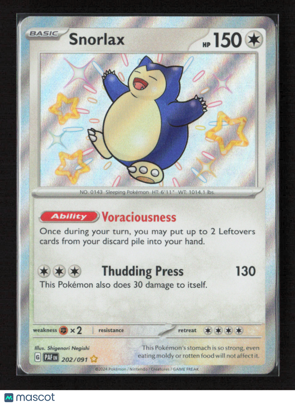 2024 Pokemon Snorlax #202/091 Shiny Rare