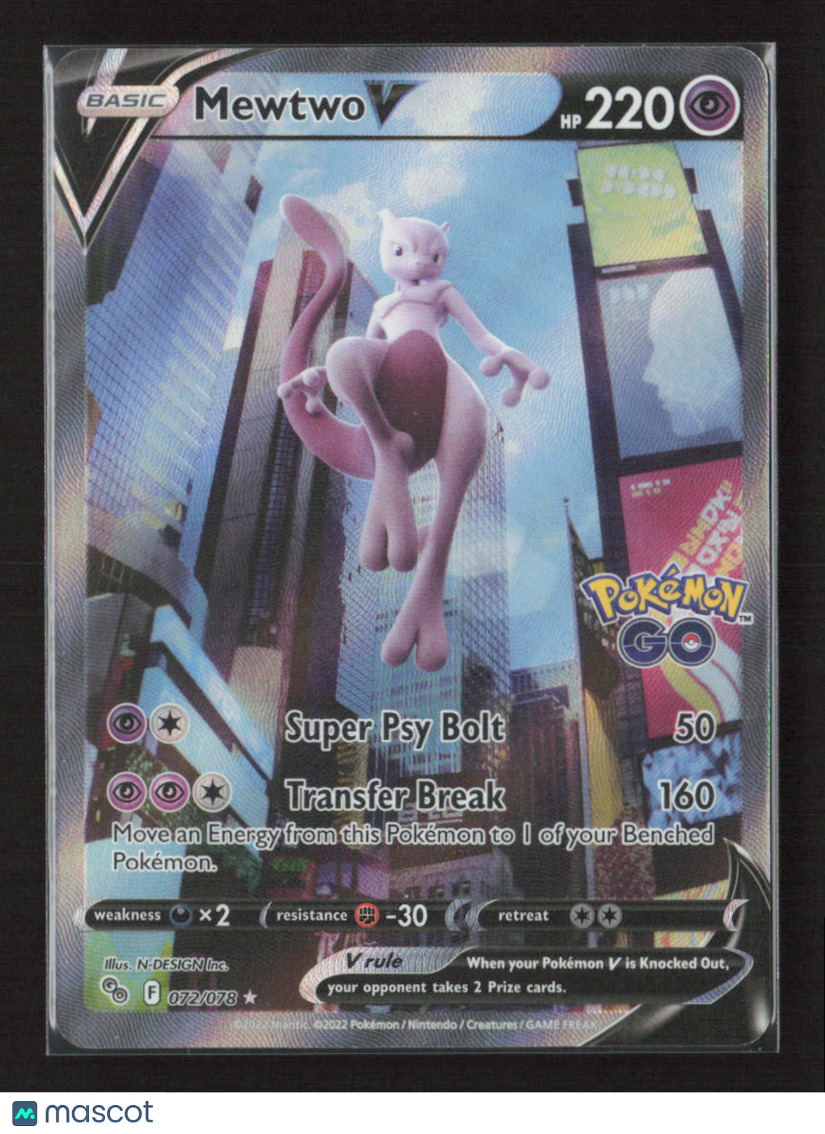 2022 Pokemon Mewtwo V (Alternate Full Art) #072/078 Ultra Rare