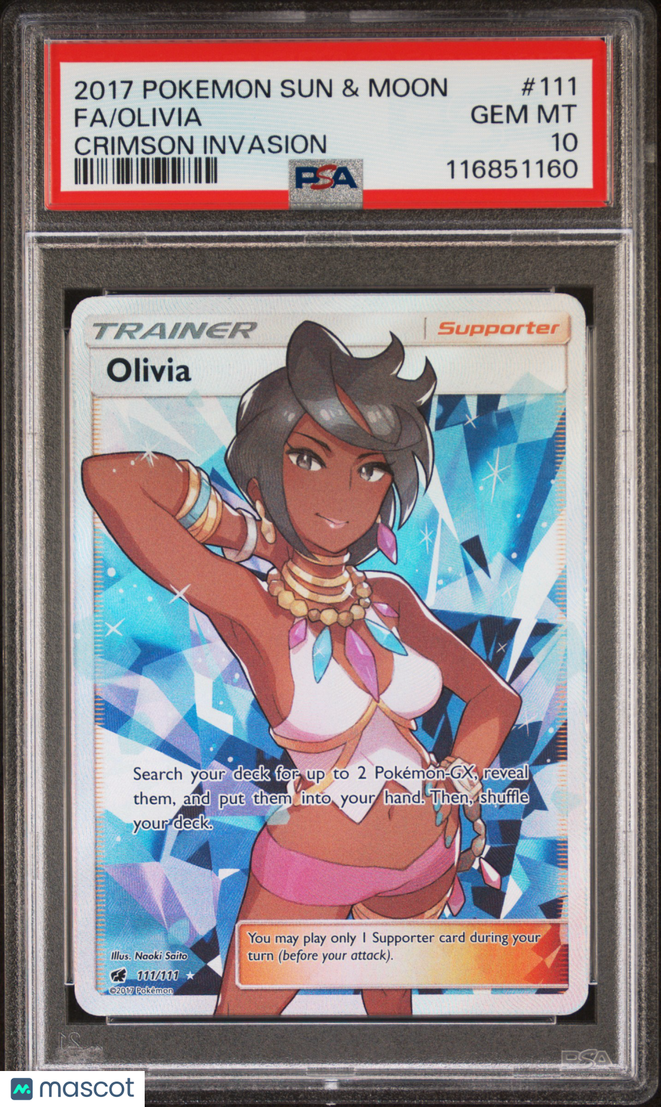 2017 Pokemon Sun & Moon Crimson Invasion Olivia #111 Fa Crimson Invasion PSA 10