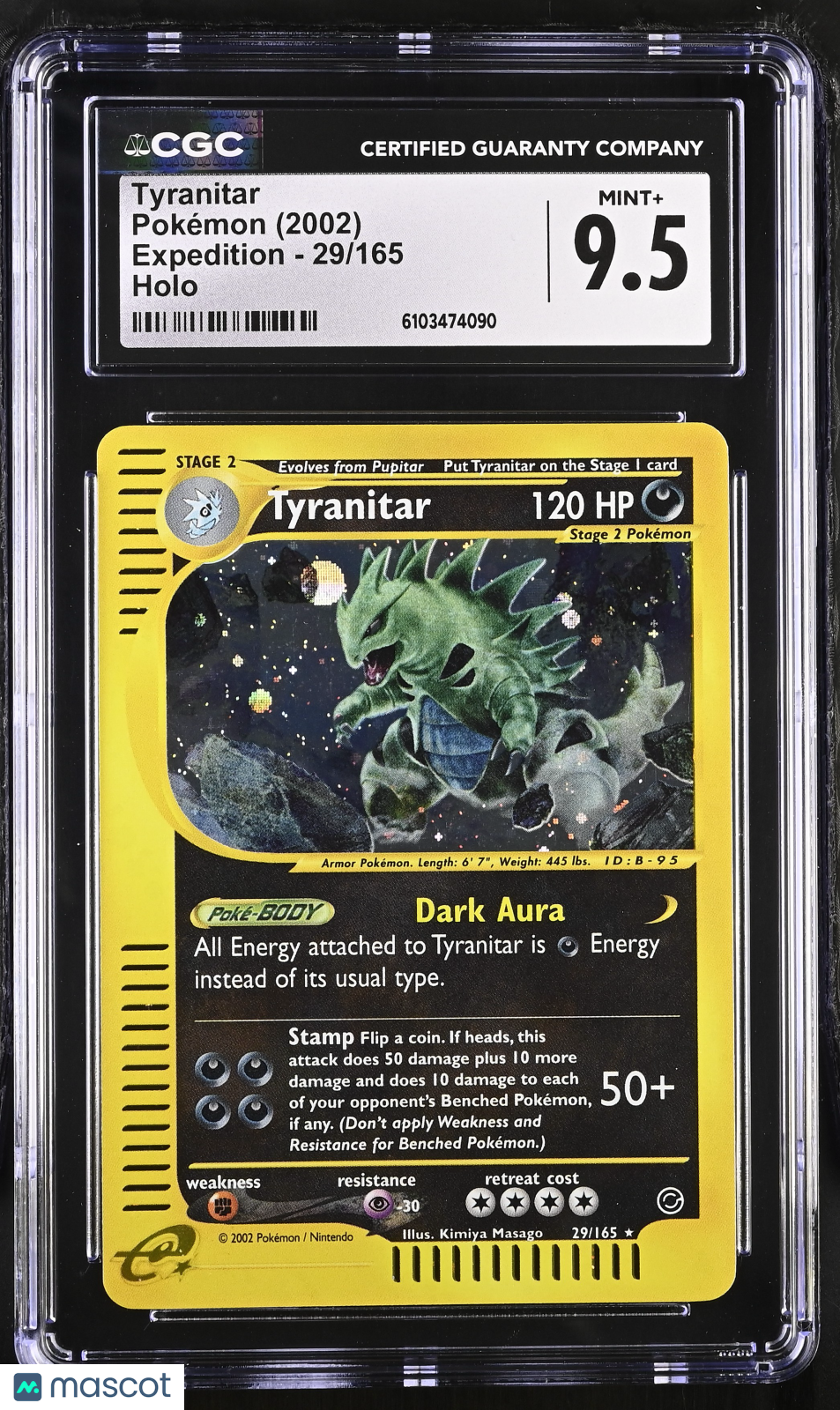 2002 Pokemon Tyranitar #29/165 29/165 CGC 9.5