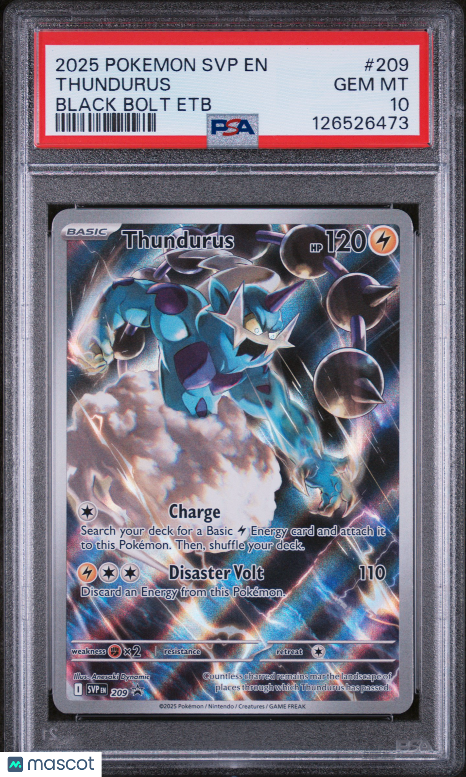 2025 Pokemon SVP EN-SV Black Star Promo Thundurus #209 Black Bolt Etb PSA 10