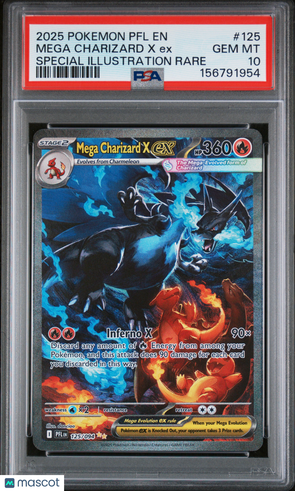 2025 Pokemon PFL EN-Phantasmal Flames Mega Charizard X EX #125 Special Illustration Rare PSA 10