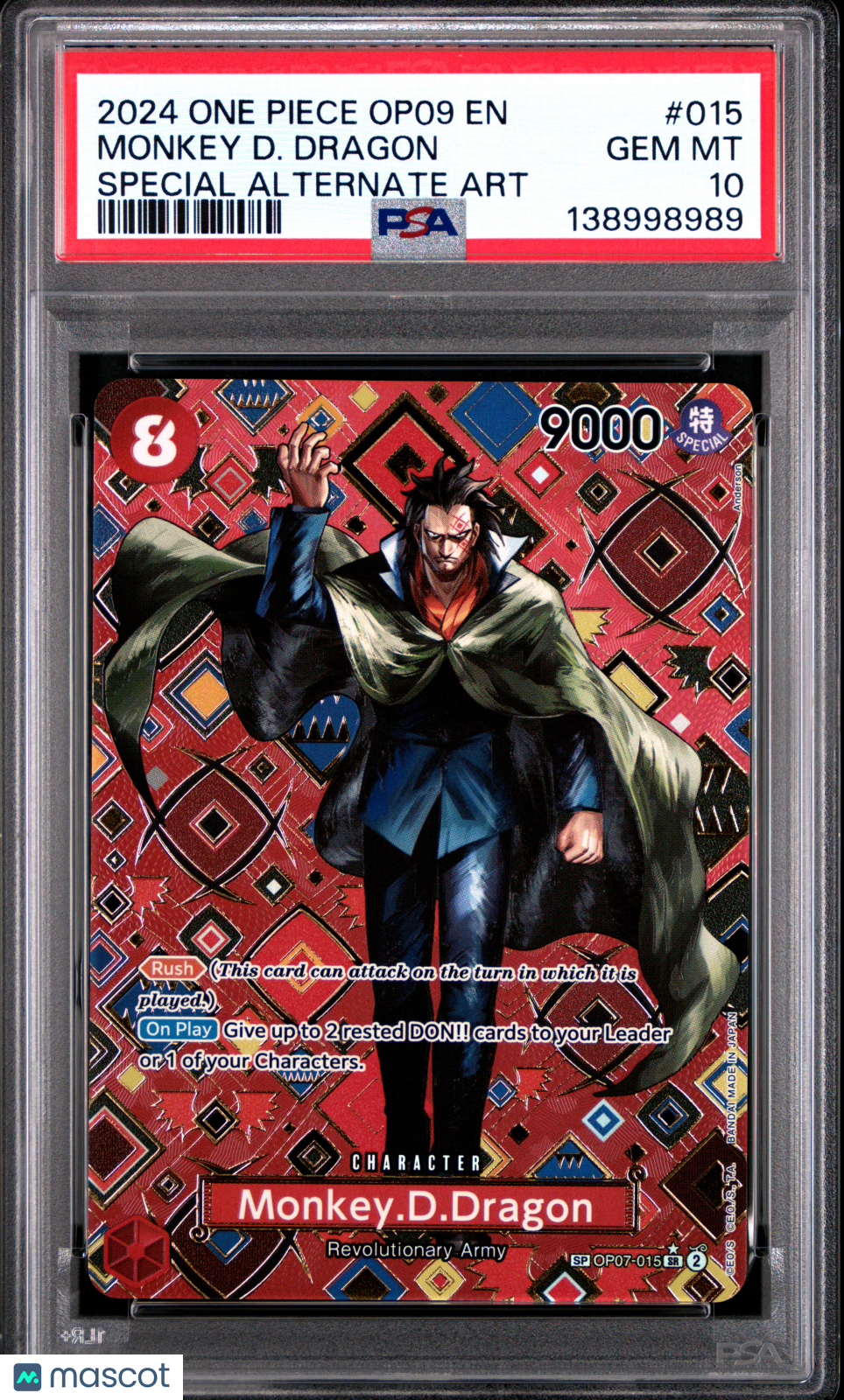 2024 One Piece Op09-Emperors In The New World Monkey D. Dragon #015 Special Alternate Art PSA 10