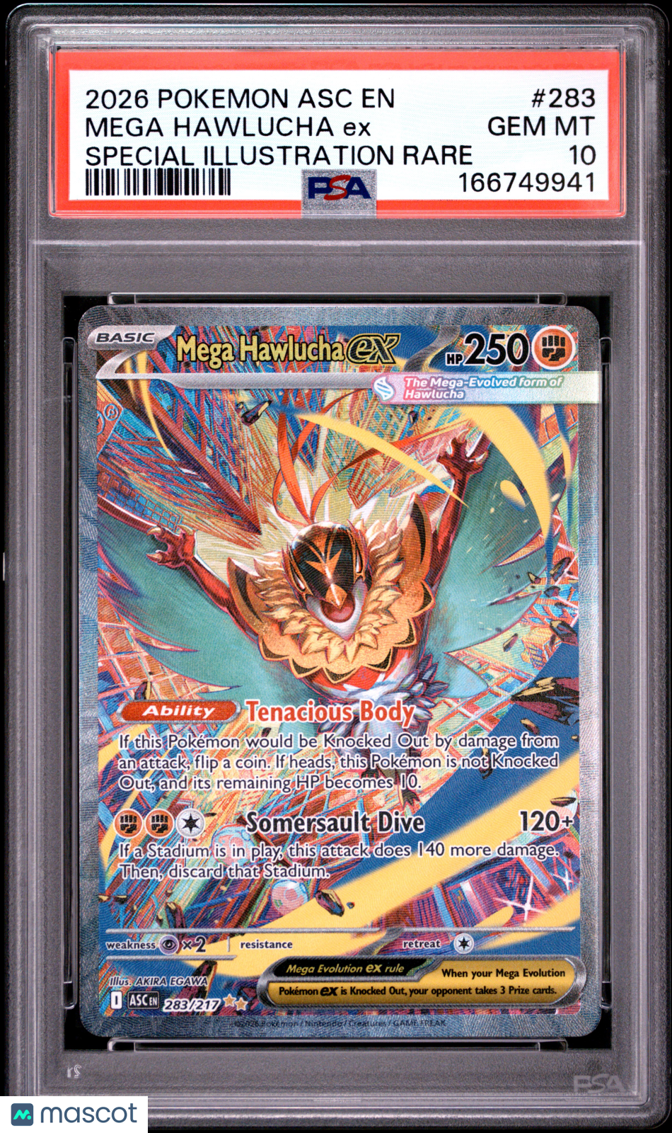 2026 Pokemon Asc EN-Ascended Heroes Mega Hawlucha EX #283 Special Illustration Rare PSA 10